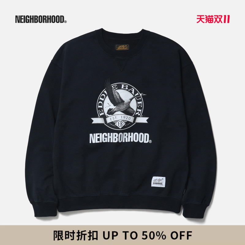 Neighborhoodnh X Eddie Bauer Distressed Sweatshirt Autumn and Winter Men's Clothing Nbhd