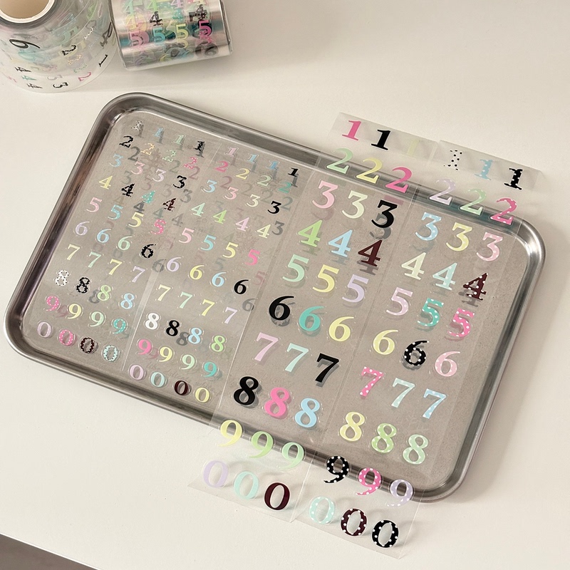 Apple Pie Original Colorful 0-9 Number Tape Sticker Roll Practical Daily Decoration Sticker Journal Collage