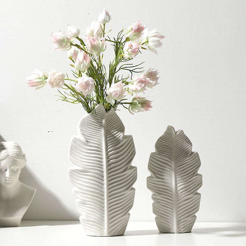 Ceramic Vase Ornaments, Creative Wabi-Sabi White Living Room Flower Arrangements, Modern Minimalist Home Decoration Ceramic Flower Vessels