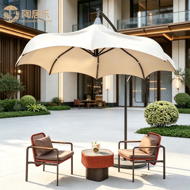 Trendy Nordic-Style Arc-Shaped Sunshade Umbrella for Outdoor Patio, Villa, Café, Restaurant, Large Umbrella with Thickened Uv Protection