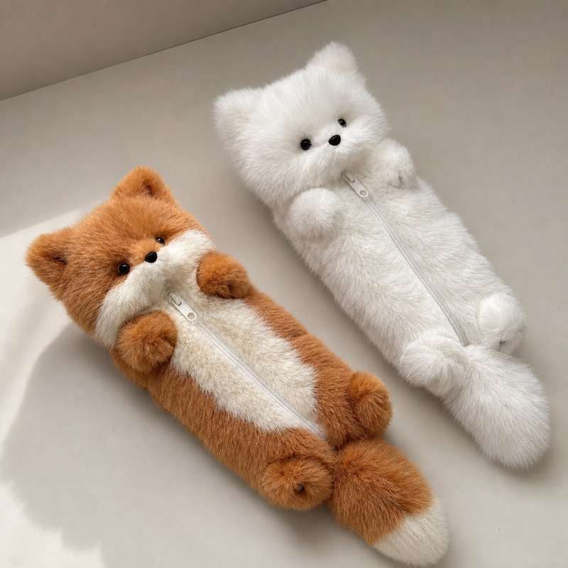 Little Fox Pencil Case, Genuine Plush Pencil Case, Fox Doll, Little Fox Toy