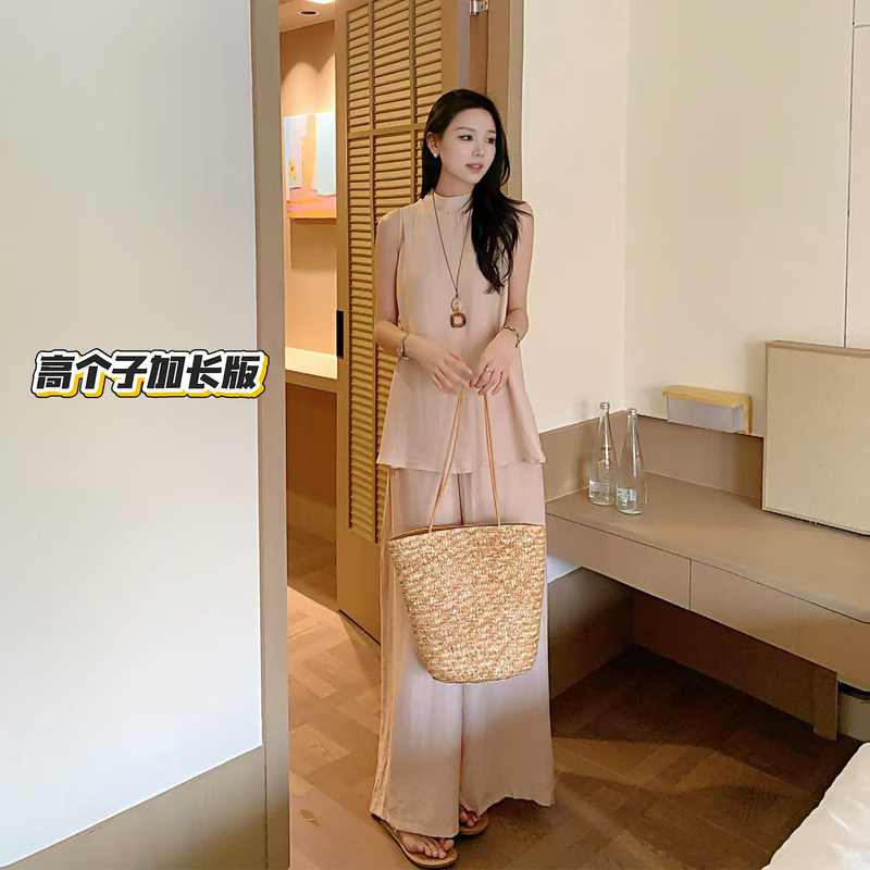 [Breathing Suit] Elderly-Friendly Cotton and Linen Breathable High-End Sleeveless Top + Wide-Leg Casual Pants Skirt