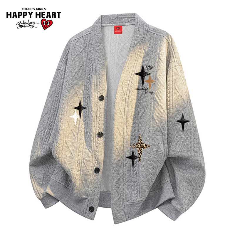Charles Heart Cross Print Jacquard Knit Sweater for Men, Autumn New Casual Fleece-Lined Thickened Winter Jacket Charles Heart Cross Print Jacquard Knit Sweater for Men, Autumn New Casual Fleece-Lined Thickened Winter Jacket
