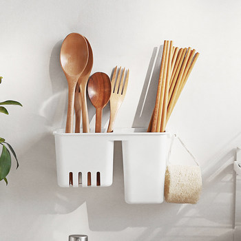 Chopstick cage rack wall-mounted home kitchen punch-free drain chopstick basket spoon barrel tableware storage box