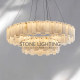New Light Luxury Natural Spanish Marble Living Room Chandelier, Dining Room, Bedroom, Simple and Elegant, All-Copper High-End Lighting Fixtures
