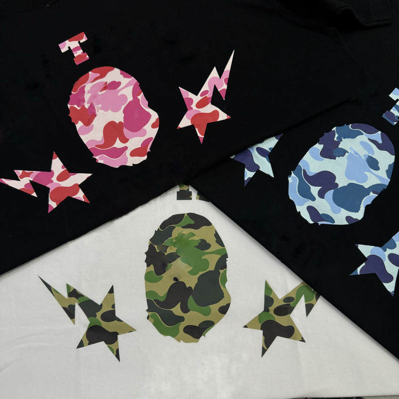Mzc Shark Abc Camouflage Sta Lightning Print Casual Short-Sleeved Trendy Cotton T-Shirt for Men and Women Couples Mzc Shark Abc Camouflage Sta Lightning Print Casual Short-Sleeved Trendy Cotton T-Shirt for Men and Women Couples