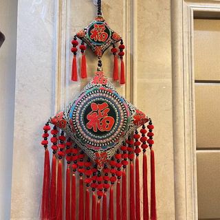 Yunnan ethnic style embroidery chinese p national knot pendant tv entrance tv background wall decoration b&b soft