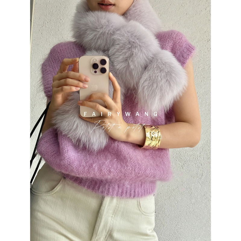 Fairy Wangb&C Original Mohair Wool Blend Cloud Knit Vest Fairy Wangb&C Original Mohair Wool Blend Cloud Knit Vest