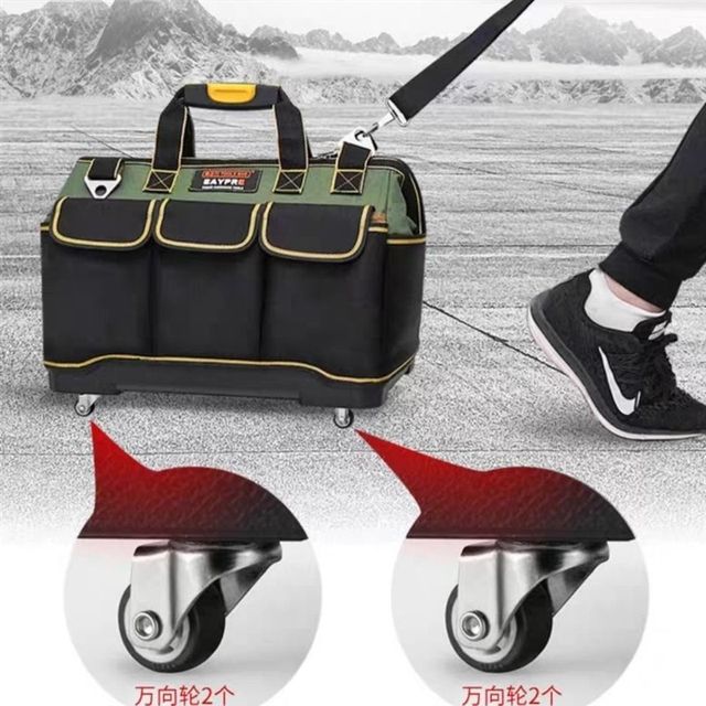 Wheeled tool bag, universal wheel, K trolley box, wear-resistant Oxford cloth, multi-functional bag, water and electricity decoration tool bag, slippery