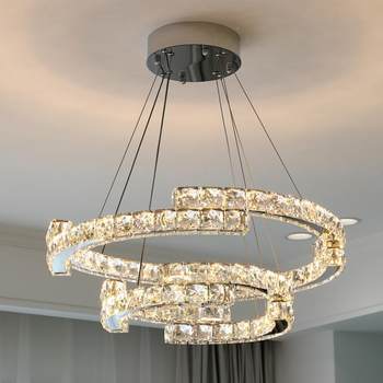 Luxurious crystal lamp, living room lamp, simple, modern and atmospheric room, sleeping chandelier 670 whole house combination light suite dining lamp