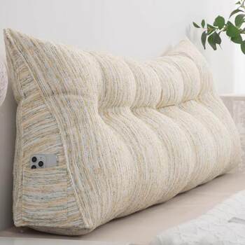 Summer new pillow style three-dimensional triangle 21 cotton and linen bed cushion soft bag large backrest removable and washable bay window waist cushion