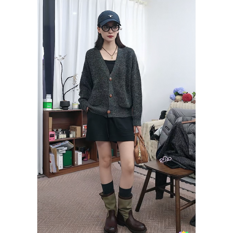 【Shu Family Foreign Trade】Bc Same Style Mixed Dye Wool Cardigan/Xy01