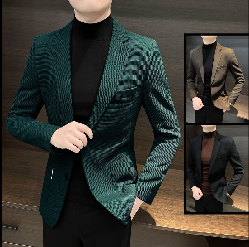 High-End Waffle-Pattern Blazer for Men, Spring and Autumn 2025 New Men's Business Casual Suit