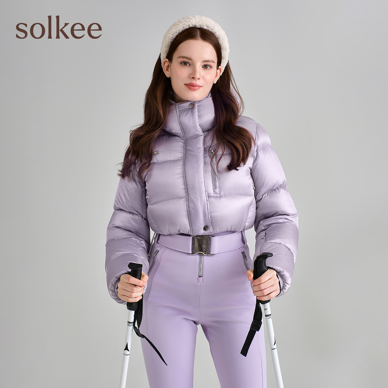 Solkee Ski down Jacket Set Winter Double Board Ski Suit Ski Bib Pants for Women Windproof Waterproof Warm