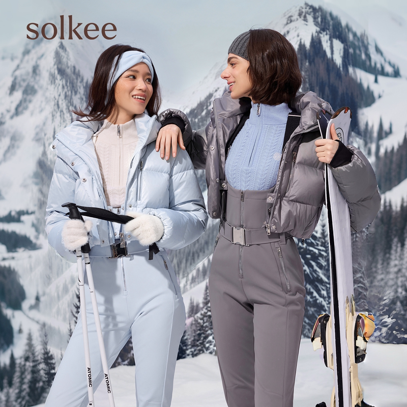 Solkee Ski down Jacket Set Winter Double Board Ski Suit Ski Bib Pants for Women Windproof Waterproof Warm Solkee Ski down Jacket Set Winter Double Board Ski Suit Ski Bib Pants for Women Windproof Waterproof Warm