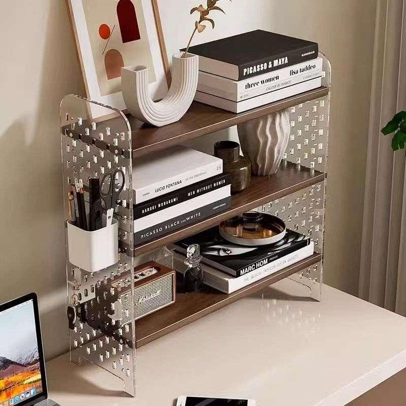 Acrylic desktop storage rack hole board wall bookshelf desk student dormitory office multi-layer storage shape