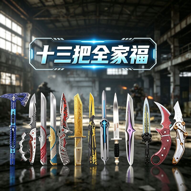 13-Piece Set 1:1 Replica of Thirteen Family Portrait Knives from the Game Delta, Plastic, Unsharpened, for Display