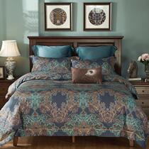 European high-end 140s long-staple cotton tribute satin printing four-piece cotton cotton luxury model room bedding