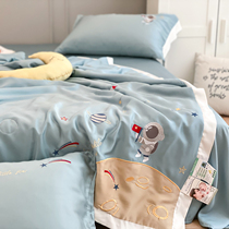 Summer children 80 bifacial sky silk summer cool by three-four pieces Cartoon Single Double Air Conditioning by Ice Skating Summer Quilt