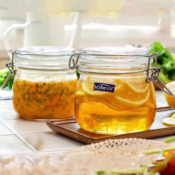 Xibi glass c sealed jar glass bottle storage jar honey bottle enzyme bottle milk powder candy jar wine bottle 2 pack