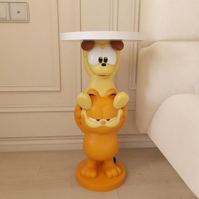 Cream style Garfield living room sofa side and corner movable floor-standing bedside table small table decorations