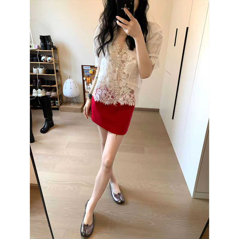 Gulu•【100% Ramie】Ultra-Heavy-Duty Lace-Trimmed Top