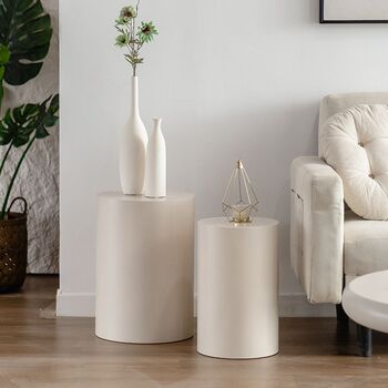 Sofa side table, high-end artistic living room, small apartment corner table, cream style minimalist round table, modern, simple corner