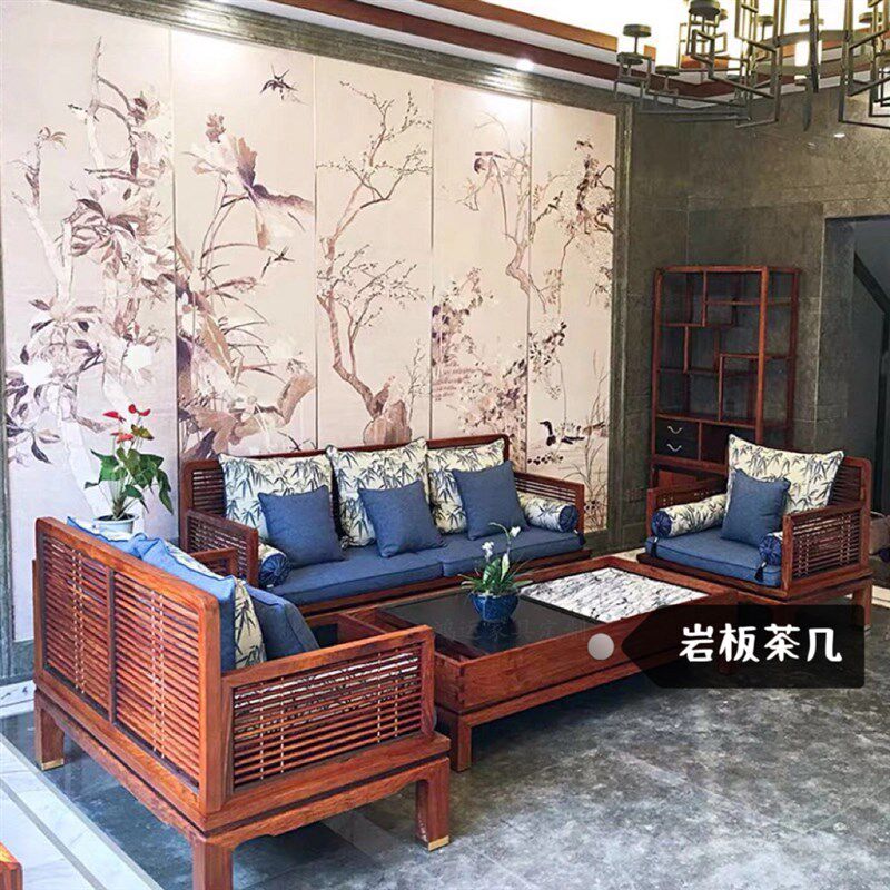 阅梨新中式全实木沙发组合简约现代别墅样板房客厅苏梨家具可