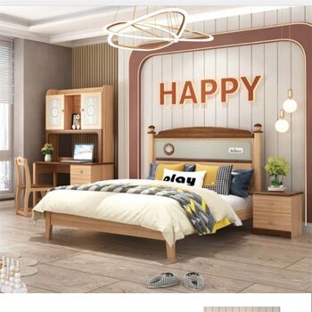 Yourun furniture all solid wood bed teen boy bed single bed children's furniture bed bedroom whole house suite
