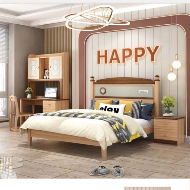 Yourun furniture all solid wood bed teen boy bed single bed children's furniture bed bedroom whole house suite