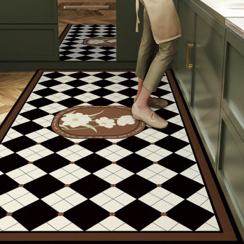 Pvc wipeable kitchen e-room floor mats non-slip, oil-proof and waterproof household foot mats foyer entrance entry stain-resistant leather carpet