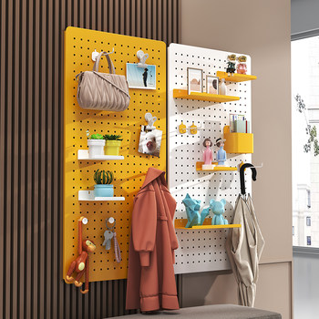 Wall hole board wall partition storage rack metal punch-free hanging board entrance desk storage wall display rack