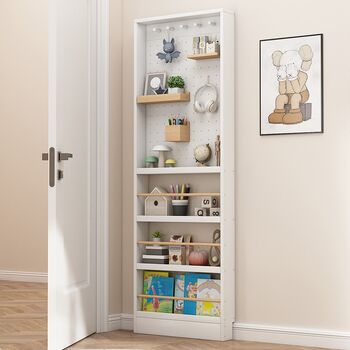 Perforated board storage rack solid wood door behind floor rack sandwich ultra-thin bookshelf storage p rack cheese thin cabinet with narrow gap
