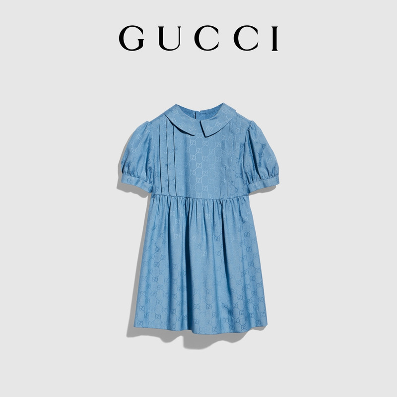[New Style] Gucci Children's Gg Viscose Fiber Mulberry Silk Dress