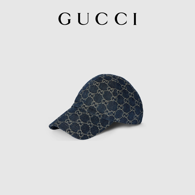 [New] Gucci Gucci Gg Cotton Denim Baseball Cap