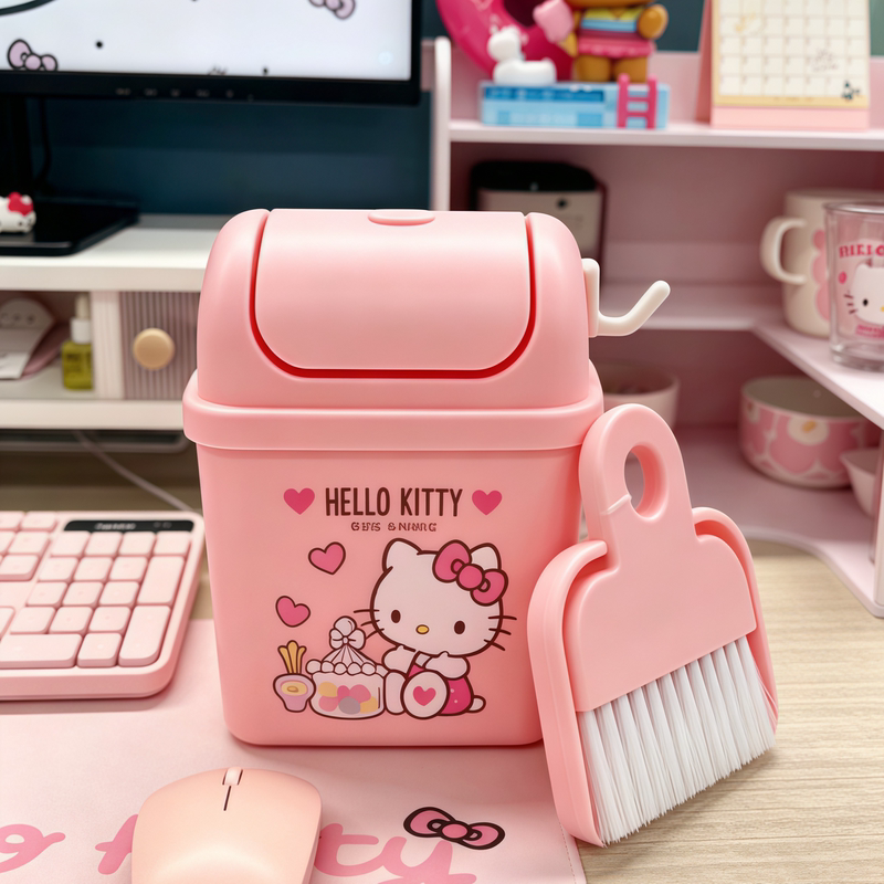 Cute Office Companion~ Desktop Trash Can with Lid, Mini Storage Box, Cartoon Household Cleaning Trash Can Set
