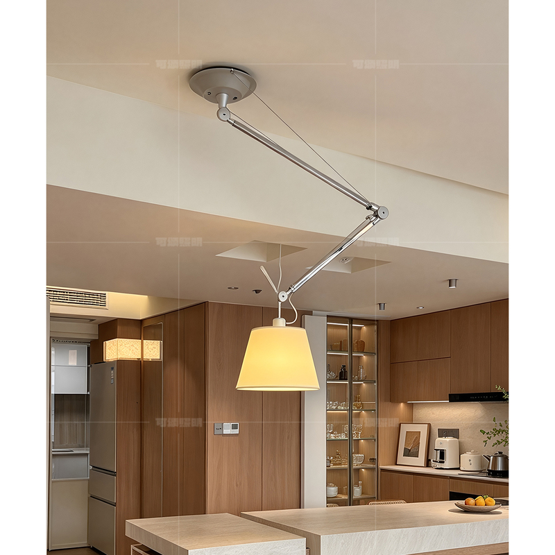 Croissant Bauhaus Restaurant Chandelier, Movable Study Room Vintage Italian Swing Arm Designer High-End Chandelier