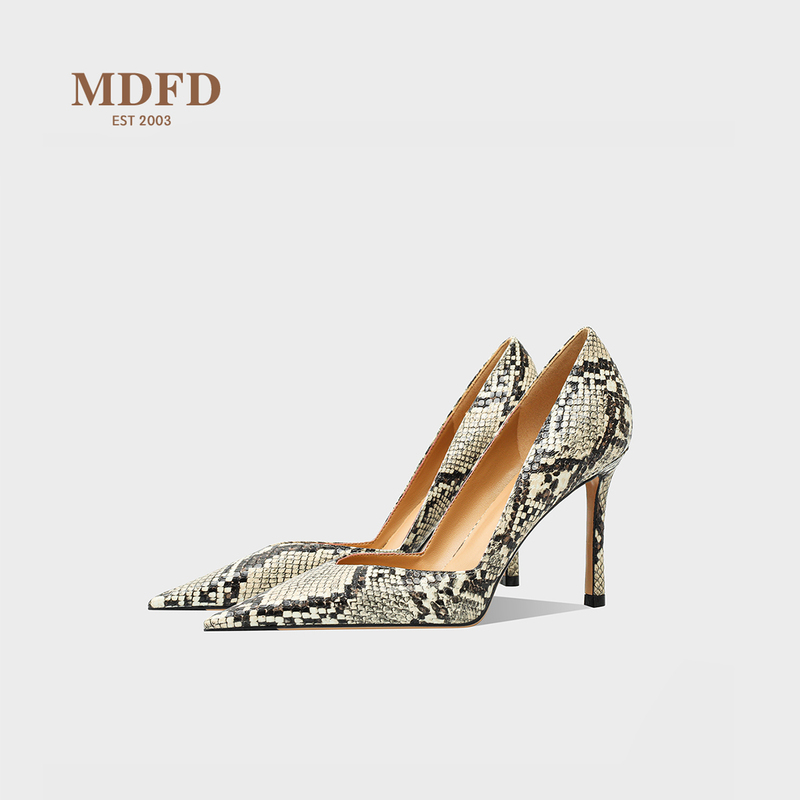2026 New Snake-Patterned Everyday Versatile Light Luxury Sexy French Style Comfortable High-Heeled Shoes for Date and Coming-Of-Age Ceremony
