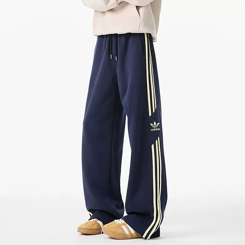 Задним план Adidas, осенние штаны свободного прямого кроя