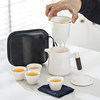 Portable travel tea set set mutton fat jade porcelain tea cup anti-scalding with tea tray simple camping quick cup for business trip