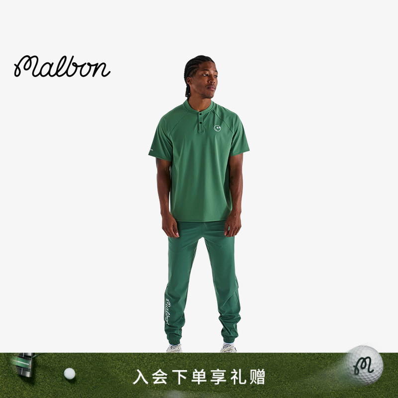 [Same Style as Jason Day] Malbon Performance Golf Men's Half-Button Short-Sleeved Polo Shirt