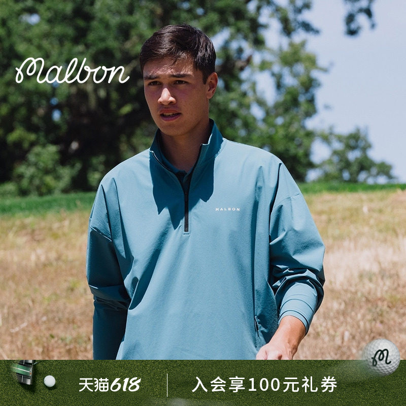 [Same Style as Jason Day] Malbon Performance Golf Men's Half-Zip Long-Sleeve T-Shirt