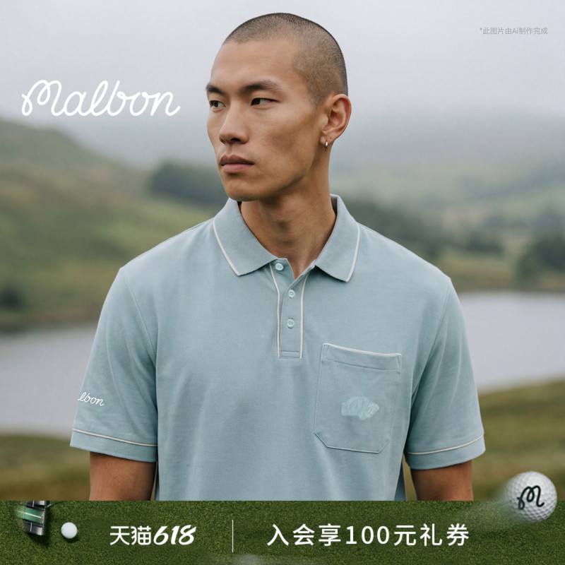 【Co-Branded Series】Malbon Hawk & Dove Golf Men's Casual Short-Sleeve T-Shirt Polo Shirt