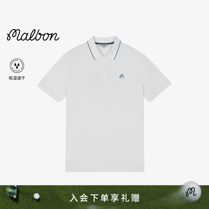 【Spring/Summer New Arrival】Malbon Golf Men's Commuting Outdoor Moisture-Wicking Quick-Drying Solid Color Short-Sleeve Polo Shirt