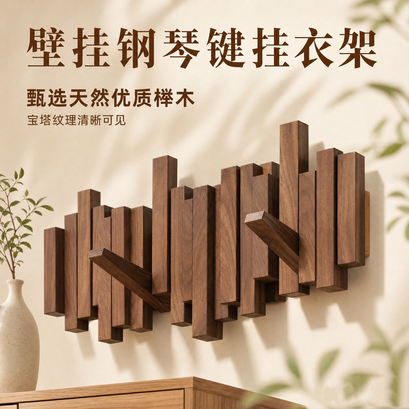 German Piano Key Coat Rack for Entryway, Wall-Mounted Coat Hook, No-Drill Storage Rack German Piano Key Coat Rack for Entryway, Wall-Mounted Coat Hook, No-Drill Storage Rack