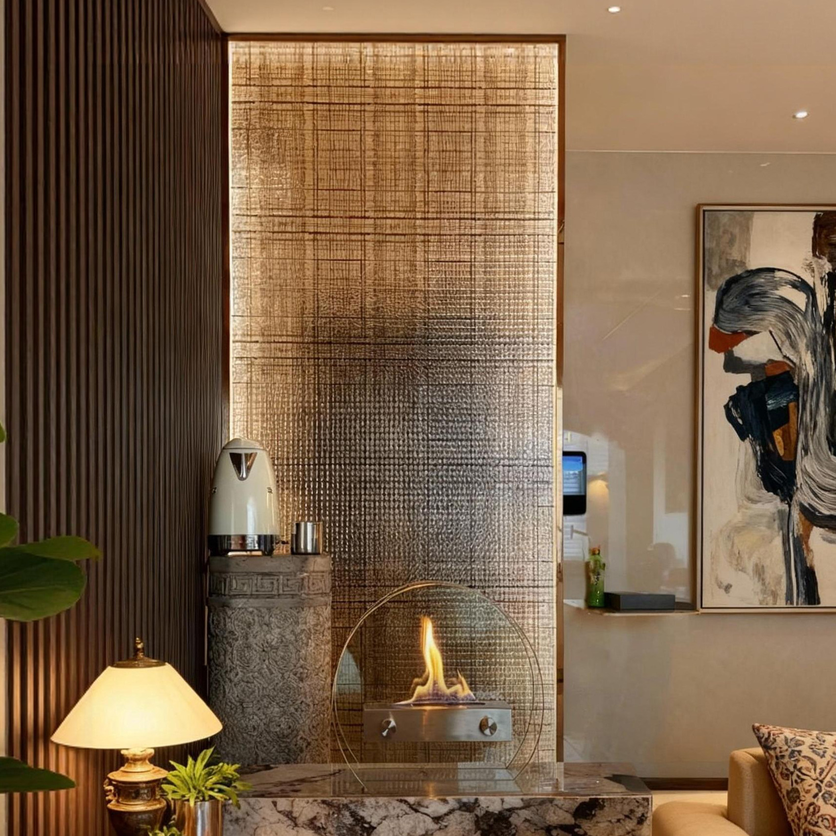 Отель Shanghai Marriott с перегородкой из шелкового стекла в том же стиле, что и входная веранда, душевая перегородка
