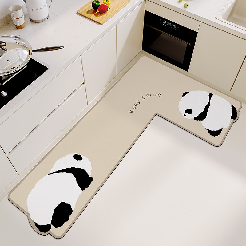 L-shaped kitchen special floor mat diatom p mud whole block absorbent mat oil-absorbent non-slip wipeable wash-free oil-proof and stain-resistant carpet