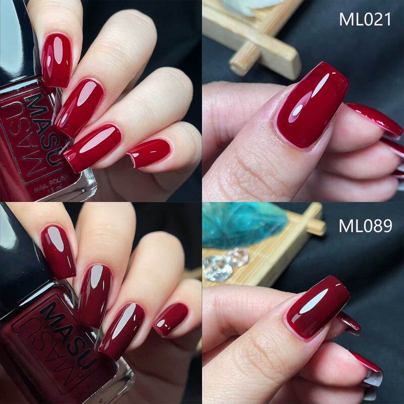 Masura Nail Polish Ml001-029 Burgundy Deep Red Brightening Long-Lasting No-Bake Quick-Drying 5-Free Manicure Masura Nail Polish Ml001-029 Burgundy Deep Red Brightening Long-Lasting No-Bake Quick-Drying 5-Free Manicure