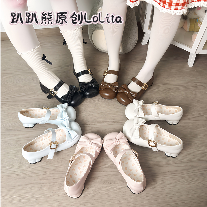 【Zai Zai Xiong】Papa Xiong Original Lolita Basic Jk Leather Shoes Cute Everyday Versatile Flats