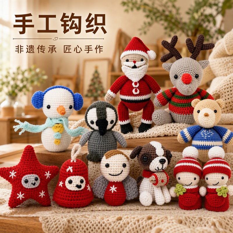 Handmade Crochet Christmas Series Dolls: Santa Claus, Reindeer, Snowman, Yarn Dolls, Christmas Gifts, Desktop Ornaments Handmade Crochet Christmas Series Dolls: Santa Claus, Reindeer, Snowman, Yarn Dolls, Christmas Gifts, Desktop Ornaments